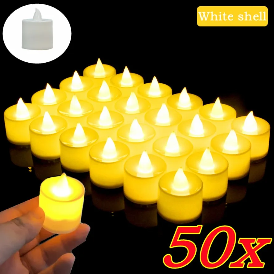 Imagen de Vela de Simulación LED con Interruptor de Batería, Velas Sin Llama para Decoración de Bodas, Hogar y Navidad, Luz Cálida, Paquete de 24 Unidades