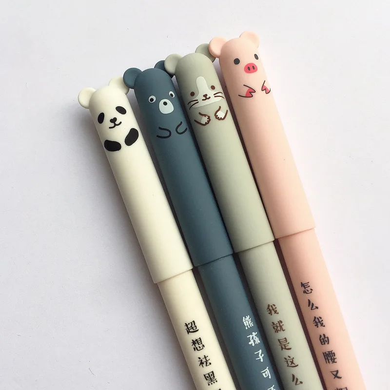 Immagine di Set di Penna Gel Kawaii con Animali Carini - 4 Pezzi