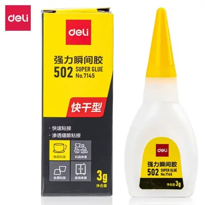 Image de Colle Cyanoacrylate Ultra-Rapide DELI 502 - Adhésif Fort pour Tous Matériaux