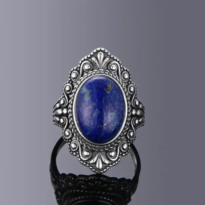 Image de Bague Labradorite Ovale Rétro - Argent & Pierre Naturelle