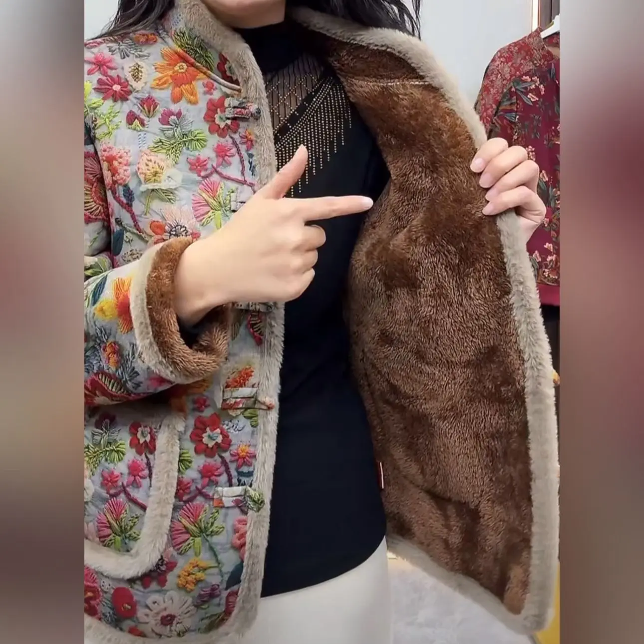 Image de Manteau Floral Femme Automne-Hiver - Chaud & Coupe Vent