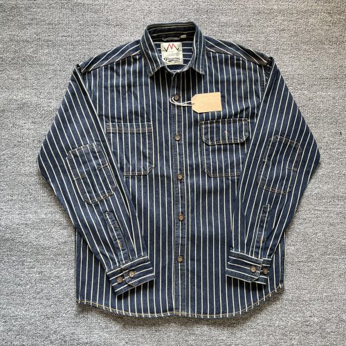 Immagine di Camicia da Uomo in Denim pesante Primavera, Stile Retro Americano, a Righe, 100% Cotone Lavato, Taglio Casual, Giacca Sottile per Look Moderno e Raffinato