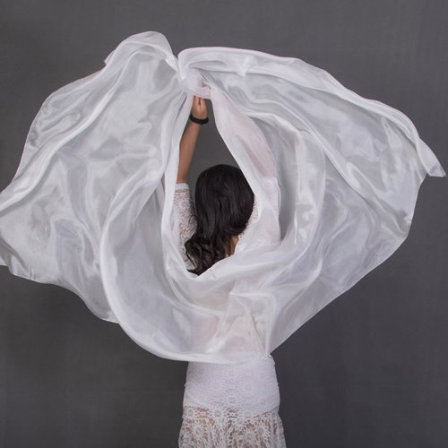 Bild von 100 % Seide Performance Dance einfarbig helle Textur Schleier Schals Frauen Schal Kostüme Zubehör Bauchtanz Schleier 250 cm x 110 cm