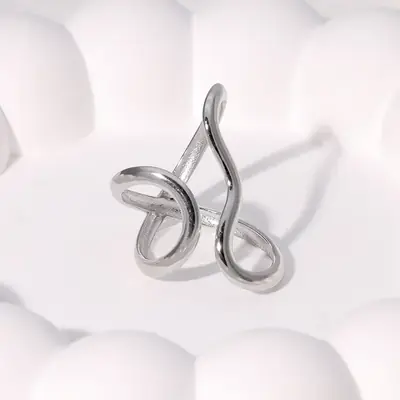 Image de Bague Ondulée Créative en Acier Inoxydable - Design Unique