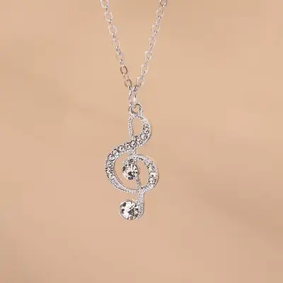 Image de Collier Musique Cristal - Élégant Pendentif Note de Musique