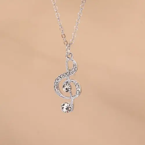 Image de Collier Musique Cristal - Élégant Pendentif Note de Musique