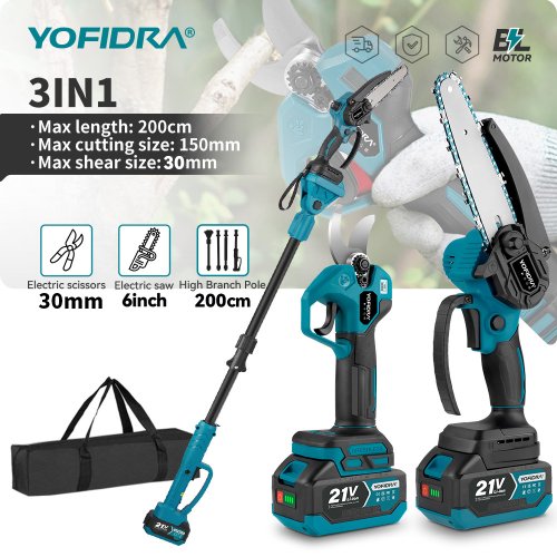 Immagine di YOFIDRA Brushless Telescopico Palo Motosega Elettrica 3in1 Scalabile Potatore Cesoie Forbici Attrezzo Da Giardino Per Makita 18V Batteria Spille