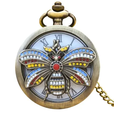 Image de Collier Montre de Poche Vintage Insecte 3D