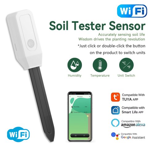 Zdjęcie Inteligentny czujnik gleby z WiFi – miernik temperatury i wilgotności, termohigrometr do ogrodu, detektor nawadniania z kontrolą przez aplikację SmartLife