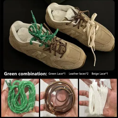 Image de Lacets Vintage en Cuir Ronds & Plats pour Chaussures de Sport