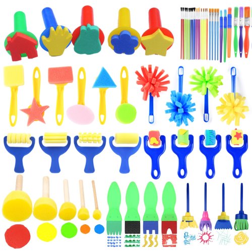 Image de Kit Créatif Peinture Enfant - Pinceaux Éponge & Tampons Eva