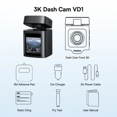Image de Dash Cam 3K Baseus avec GPS et Enregistrement 24h