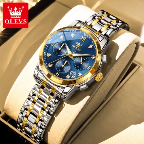 Afbeelding van Elegante Dameshorloge met Diamanten en Chronograaf