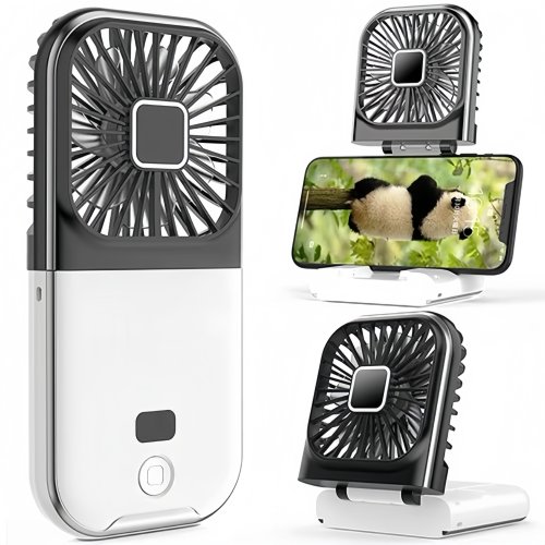 Afbeelding van Opvouwbare handventilator USB-opladen digitaal display buiten mini-hals hangende powerbank-ventilator, cadeau