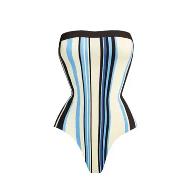 Image de Maillot de Bain 2 Pièces Rayé avec Jupe Longue - Sexy & Push-Up