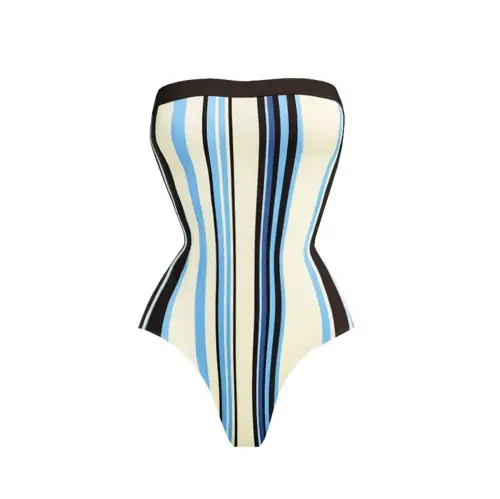 Image de Maillot de Bain 2 Pièces Rayé avec Jupe Longue - Sexy & Push-Up