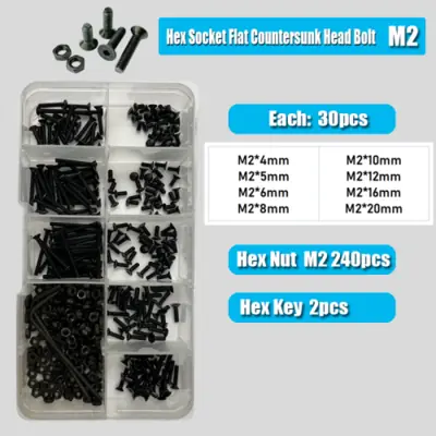 Image de Kit Vis Allen & Écrous Hexagonaux M2-M6 - Noir Grade 10.9