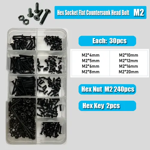 Image de Kit Vis Allen & Écrous Hexagonaux M2-M6 - Noir Grade 10.9