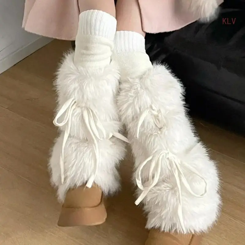 Immagine di Calzini Lunghi Pelosi con Bowknot Harajuku per Donna