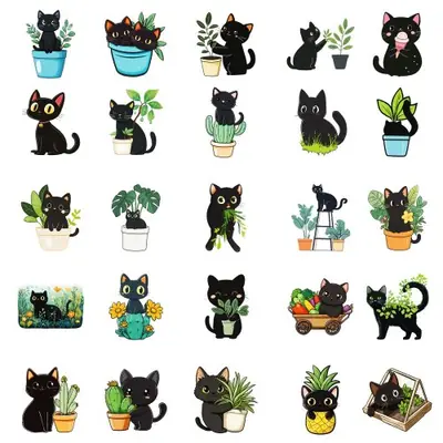Image de Stickers Graffiti Chat Noir & Style Urban - 50 Pièces