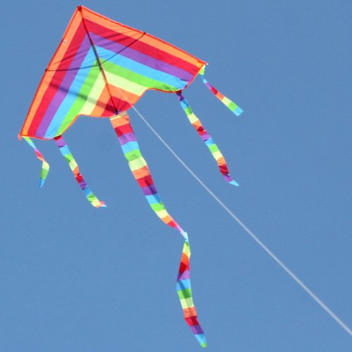 Bild von Bunter Regenbogendrache für Kinder – Leicht zu fliegendes Outdoor-Spielzeug für Strand, Park und Garten