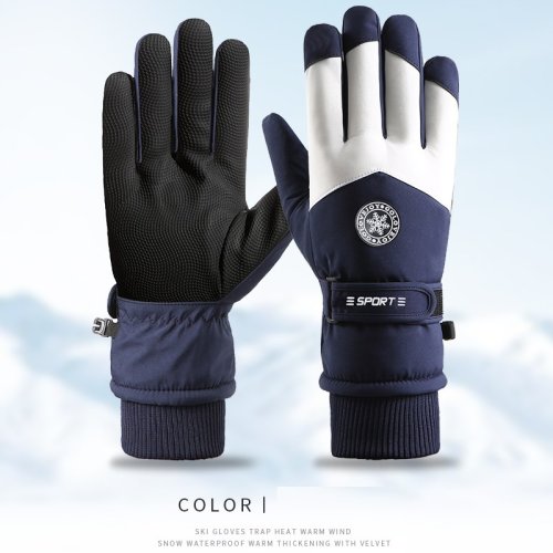 Afbeelding van Winter unisex snowboard skihandschoenen PU-leer antislip touchscreen waterdicht motorfiets fietsen fleece warme sneeuwhandschoenen