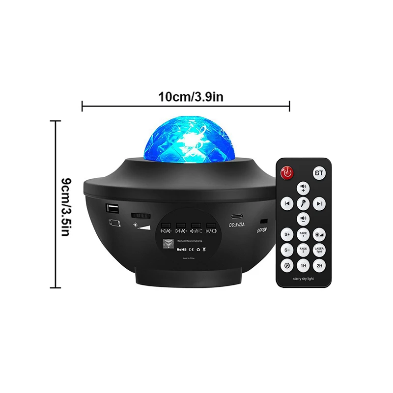 Imagen de Proyector de Estrellas con Luz Nocturna de Galaxia, Altavoz con Música de Ola del Mar y Proyección de Cielo Estrellado para Decoración de Dormitorio, Ideal como Regalo de Cumpleaños para Niños