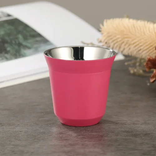Bild von JUSTINLAU 80 ml Mini-Kaffeetassen, hochwertiger Edelstahl, doppelwandig, wärmeisolierende Kaffeetassen, tragbare kleine Getränkebecher