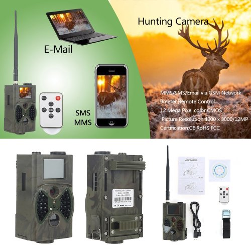 Image of 16MP Cellular Trail Camera with Night Vision, 2G MMS/SMS/SMTP Connectivity, Waterproof Wireless Hunting Camera for Wildlife Monitoring and Surveillance