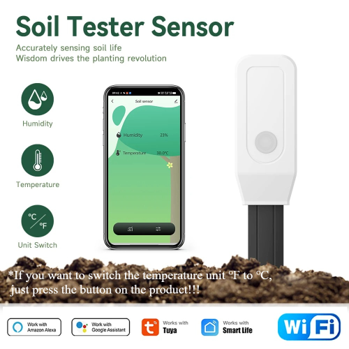 Zdjęcie Inteligentny czujnik gleby Tuya z WiFi – pomiar temperatury, wilgotności i automatyczne nawadnianie ogrodu