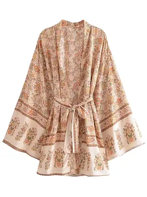 Image de Robe Kimono Bohème Florale - Élégance Estivale