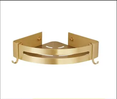 Image de Étagère d'angle murale dorée pour salle de bain