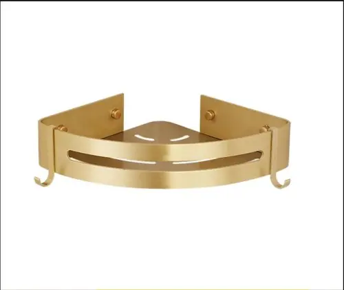 Image de Étagère d'angle murale dorée pour salle de bain