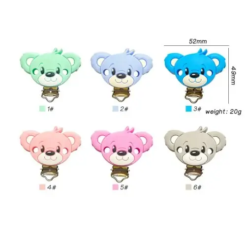 Image de Collier Sucette Bébé - Ours en Silicone 3 Pièces