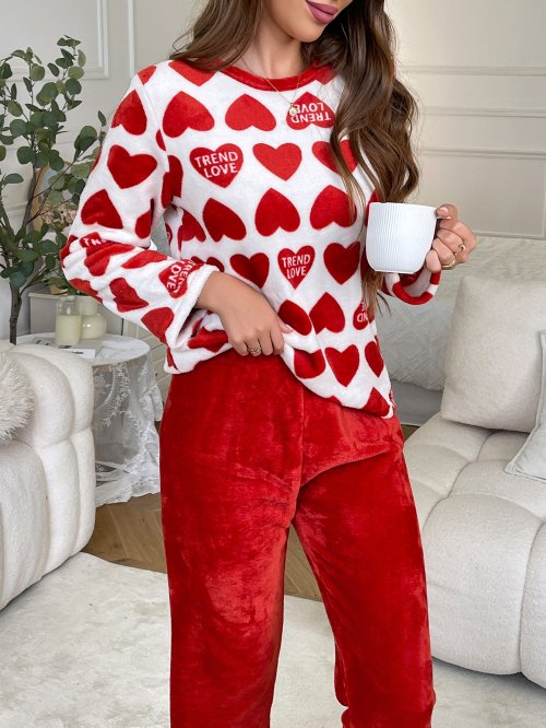 Immagine di Pigiama Donna Inverno Caldo con Cuore Rosso