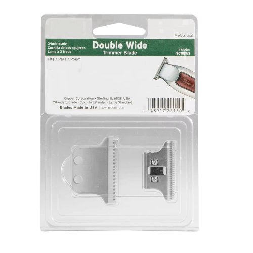 Imagen de Hoja de Recortadora Profesional Ancha Doble 2215 con 2 Orificios para Wahl 5 Star Wide Detailer Incluye Tornillos