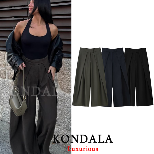 Pantaloni a Gamba Larga Donna Casual Chic con Tasche e Pieghe – Stile Office Lady e Streetwear, Moda Primavera-Estate 2026