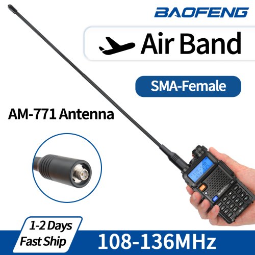 Afbeelding van AM-771 Air Band SMA-Vrouwelijke Antenne 108-136MHz voor Quansheng UV K5 (8) K6 Baofeng UV 5RH 21 PRO V2 UV-98 Walkie Talkie Ham Radio