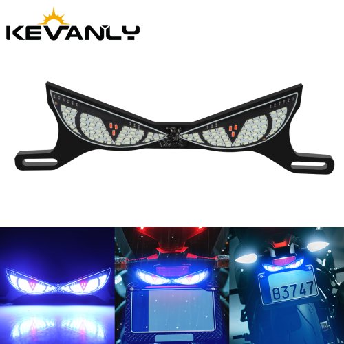 Imagen de Juego de Luces LED para Matrícula de Motocicleta con Efecto Ojo de Serpiente, Luz Trasera Estroboscópica Intermitente para Motocicletas Eléctricas y Personalizadas