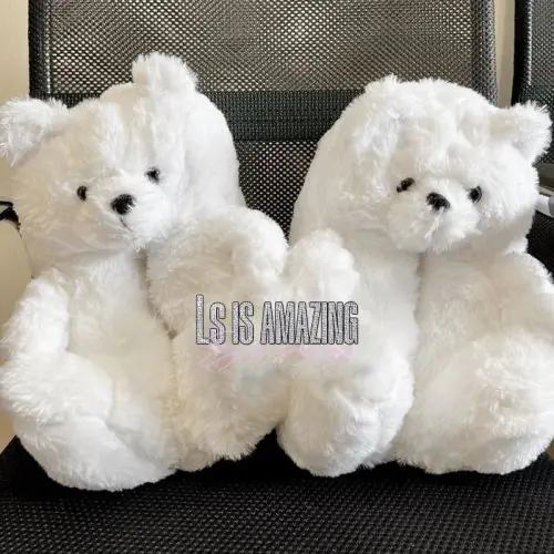 Image de Pantoufles d'Hiver Mignonnes en Peluche - Ours Doux & Chaud