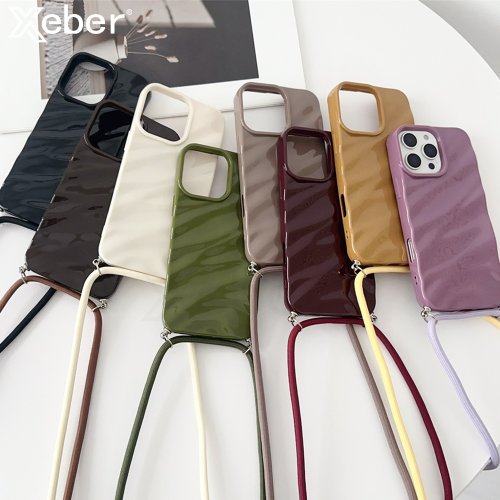 Immagine di Custodia iPhone con Cordino Onda Lucida - Protezione Elegante e Pratica