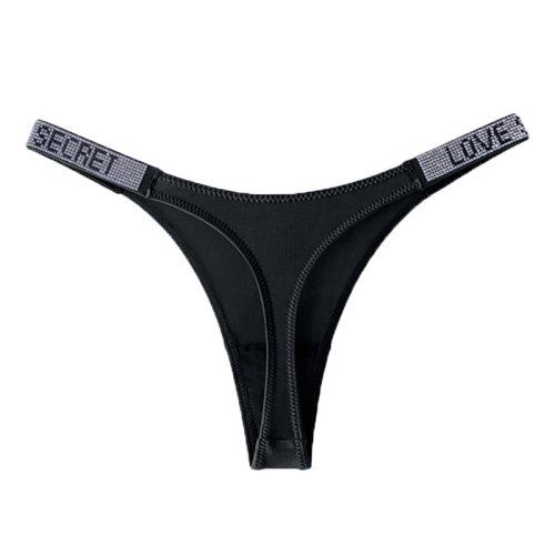 Immagine di Mutandine sexy a vita bassa Perizoma da donna Strass Lettera Diamanti Perizoma sportivo Perizoma Pantaloncini Slip T-back Fitness S-XL