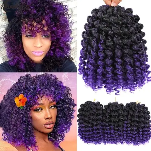 Image de Tresses Synthétiques Ombre Jumpy Curl - Violet & Gris