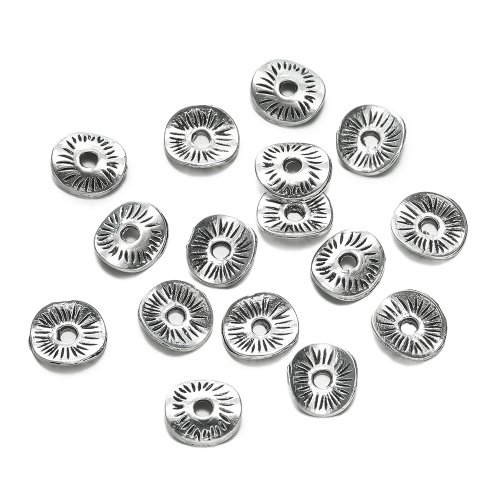 Image of 100pcs Alloy Antique Bronze Round Spacer Beads Charms For Diy Beaded Bracelets Necklace Jewelry Handmade Making Accessories
