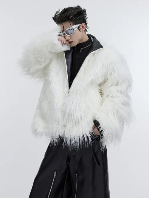 Image de Manteau Homme Fausse Fourrure Blanche - Hiver 2023