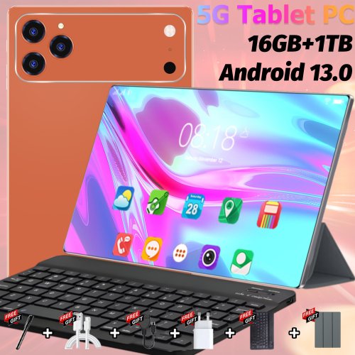 Immagine di Tablet 5G 2025 con Android 13, Schermo da 10.36 Pollici, 16 GB RAM, 1 TB di Memoria Interna, Batteria da 20000 mAh e Processore 14 Core