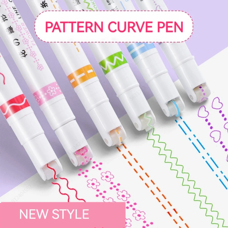 6-delige Bloemlijn Marker Set - Kawaii Roller Tip Pen