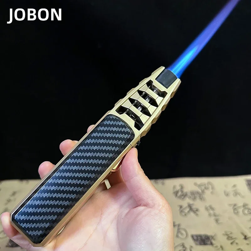 Zdjęcie JOBON metalowa zewnętrzna wiatroodporna latarka turbinowa silna moc ognia niebieski płomień prosta zapalniczka na butan gazowa kuchnia BBQ spawanie