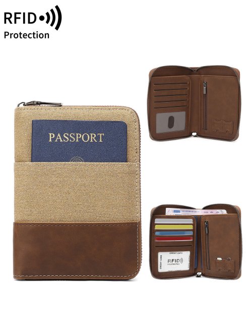 Immagine di Borsa per Passaporto da Uomo e Donna Retro con Protezione RFID: Custodia Multifunzionale alla Moda, Ideale per Viaggi in Famiglia