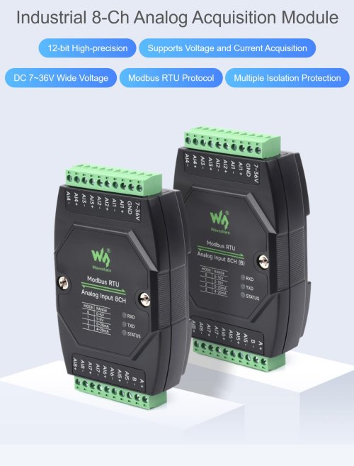 Bild von 8-Kanal Analog-Erfassungsmodul mit Modbus RTU – Hochpräzise Messung für Industrie